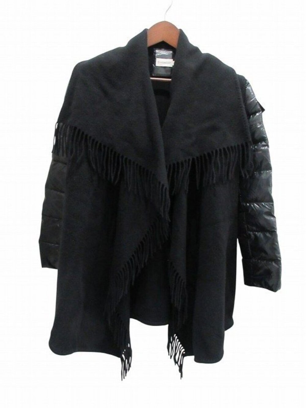 Moncler Cape Coat Mantella Black Wool Nylon